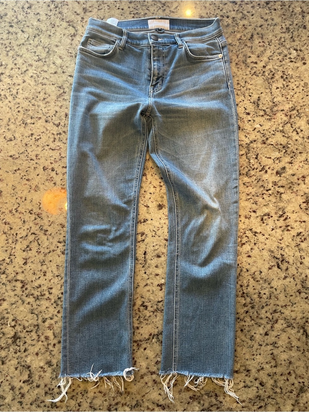 Women’s Current Elliot Blue Raw Hem Straight Jeans 27 ret.$198